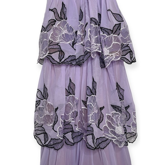 Marchesa Notte Floral Embroidered Chiffon Tulle Gown, NWT - Picture 6 of 15